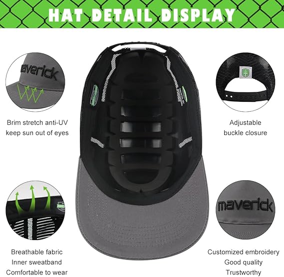 GREEN DEVIL Maverick-Air Safety Bump Cap Baseball Cap Style Head Protection Hard Hat for Men Women Lightweight Breathable