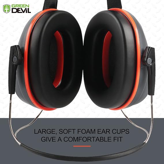 GREEN DEVIL Hearing Protection Ear Muffs SNR 27dB/NRR 22dB Noise Reduction Earmuff Head Band/Helmet Mounted/Behind The Head