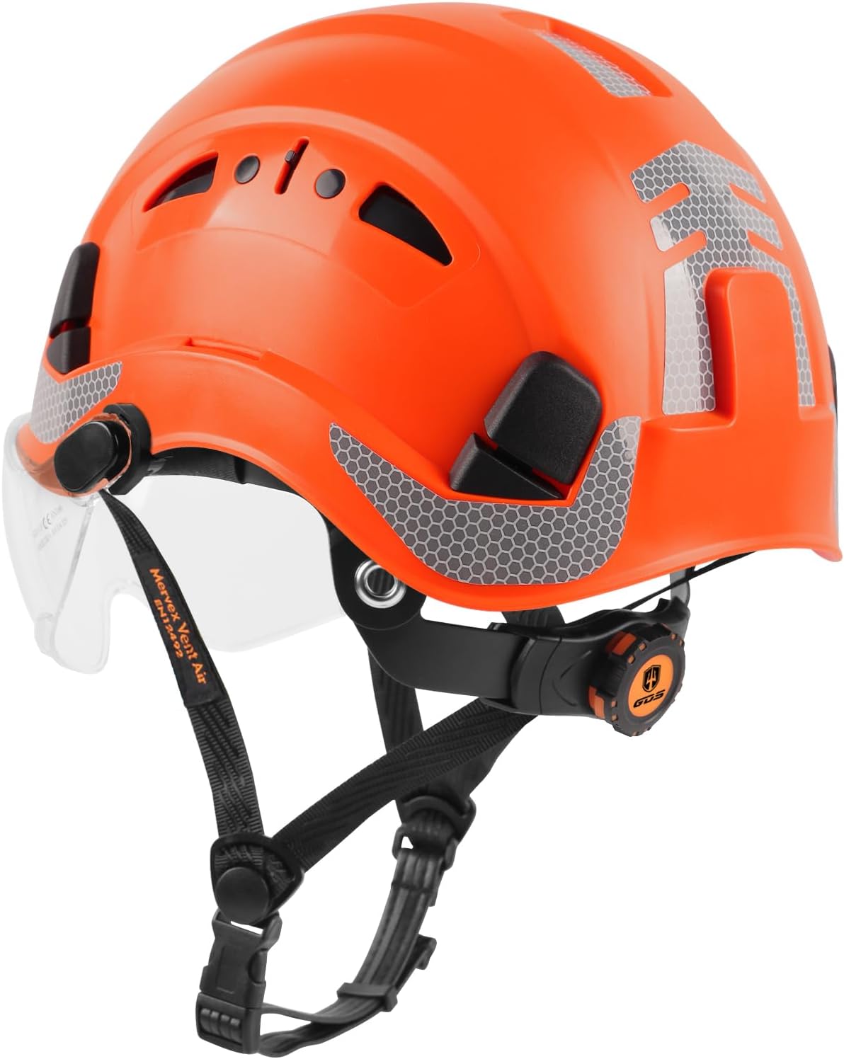 GREEN DEVIL Safety Helmet Hard Hat with visor and Chin Strap Vented Lightweight Adjustable Hardhat for Men Women with Hi-Viz Design Ideal for Tree Climbing Work at Height