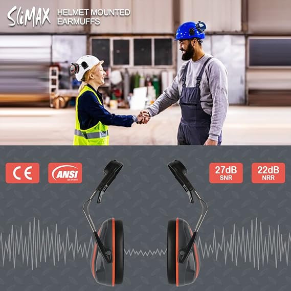 GREEN DEVIL Hearing Protection Ear Muffs SNR 27dB/NRR 22dB Noise Reduction Earmuff Head Band/Helmet Mounted/Behind The Head