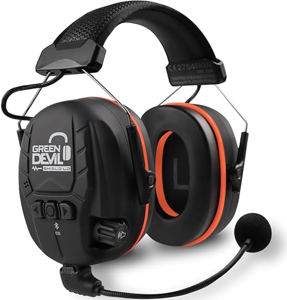 GREEN DEVIL Electronic Bluetooth Hearing Ear Protection Headphones With Boom Microphones 27dB Noise Cancelling Earmuffs