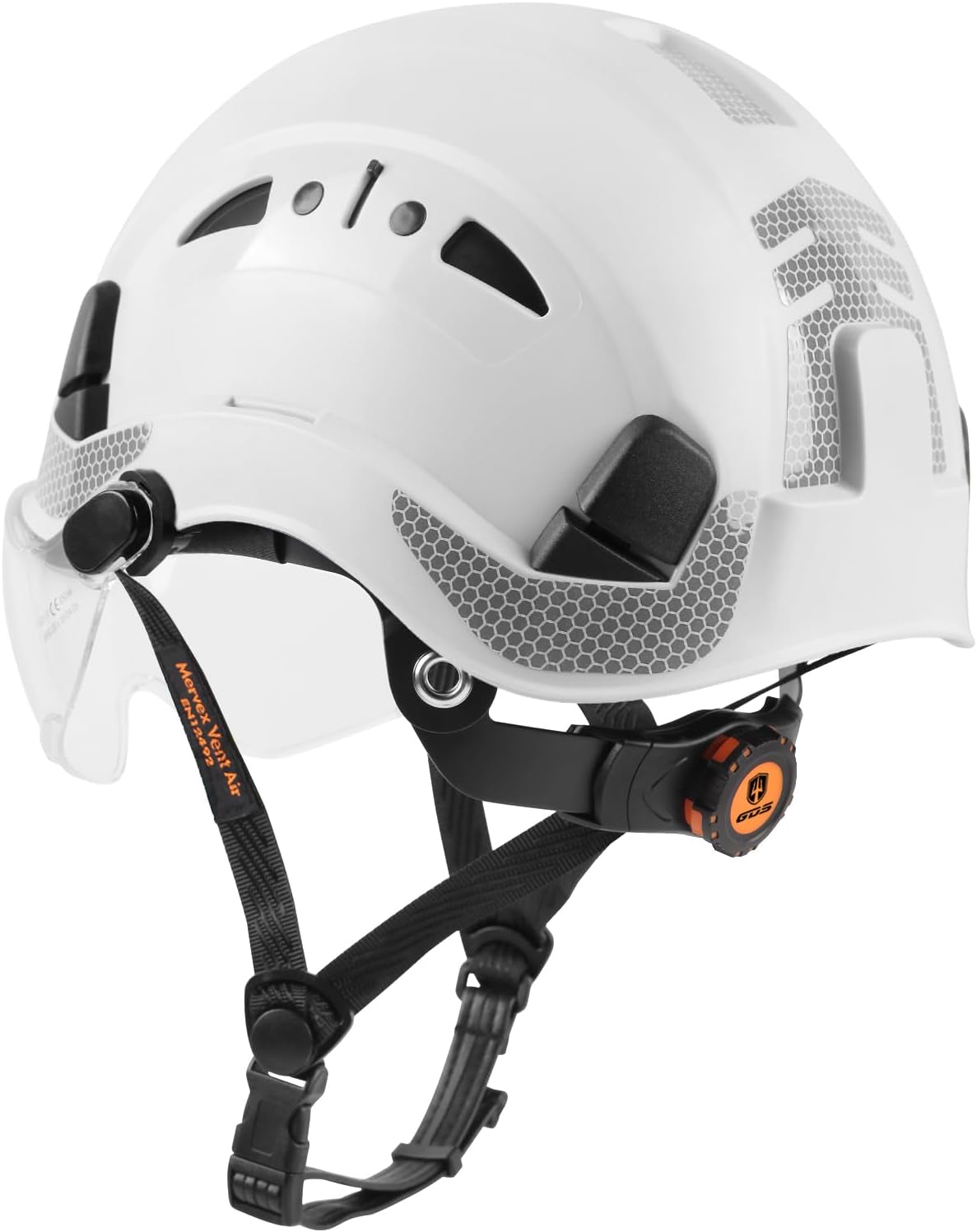 GREEN DEVIL Safety Helmet Hard Hat with visor and Chin Strap Vented Lightweight Adjustable Hardhat for Men Women with Hi-Viz Design Ideal for Tree Climbing Work at Height