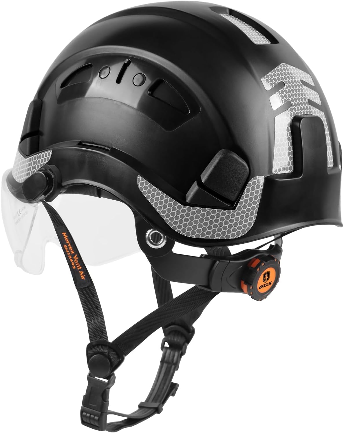 GREEN DEVIL Safety Helmet Hard Hat with visor and Chin Strap Vented Lightweight Adjustable Hardhat for Men Women with Hi-Viz Design Ideal for Tree Climbing Work at Height