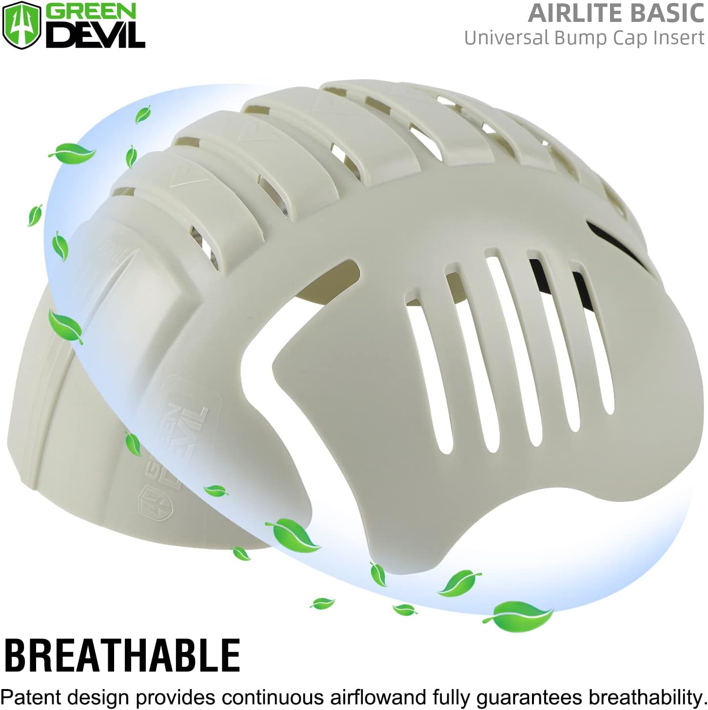 GREEN DEVIL Universal Bump Cap Insert for Baseball Caps Vented Lightweight Safety Bump Hat Insert for Men Women1Pack White