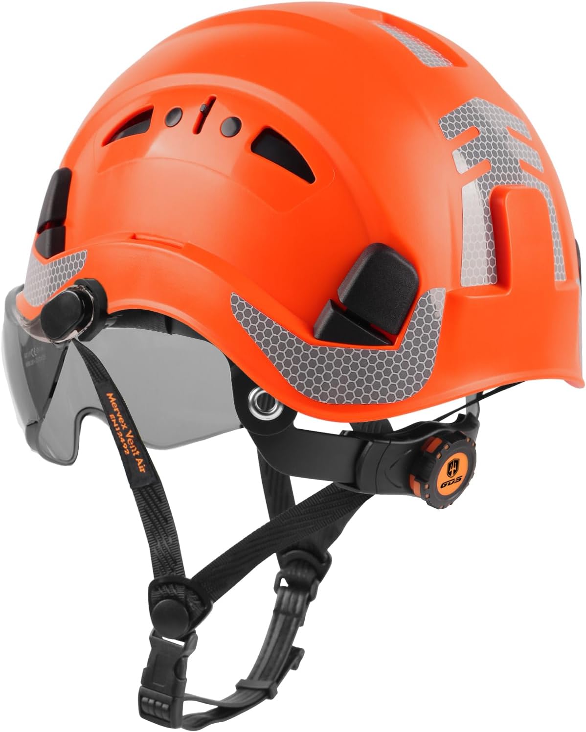 GREEN DEVIL Safety Helmet Hard Hat with visor and Chin Strap Vented Lightweight Adjustable Hardhat for Men Women with Hi-Viz Design Ideal for Tree Climbing Work at Height