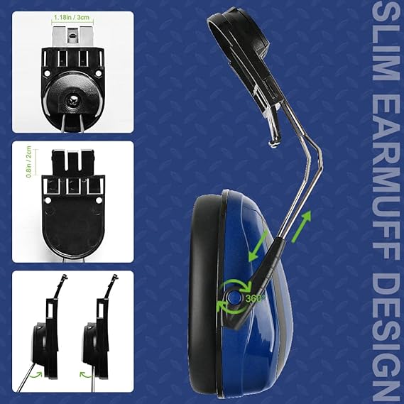 GREEN DEVIL Hearing Protection Ear Muffs SNR 27dB/NRR 22dB Noise Reduction Earmuff Head Band/Helmet Mounted/Behind The Head
