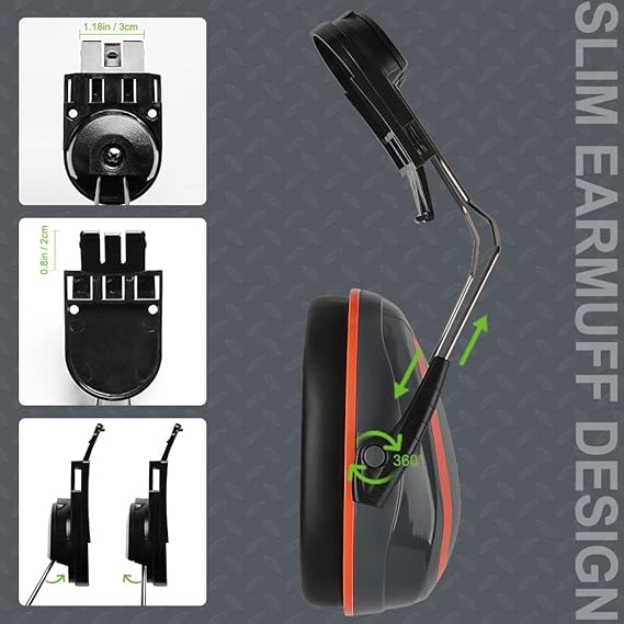 GREEN DEVIL Hearing Protection Ear Muffs SNR 27dB/NRR 22dB Noise Reduction Earmuff Head Band/Helmet Mounted/Behind The Head