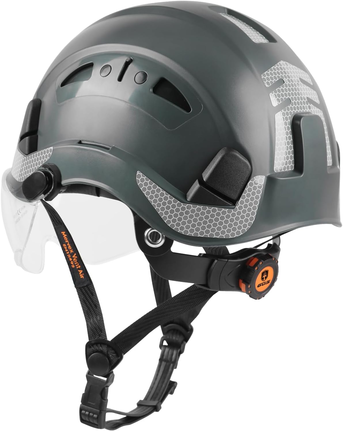 GREEN DEVIL Safety Helmet Hard Hat with visor and Chin Strap Vented Lightweight Adjustable Hardhat for Men Women with Hi-Viz Design Ideal for Tree Climbing Work at Height