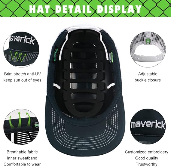 GREEN DEVIL Maverick-Air Safety Bump Cap Baseball Cap Style Head Protection Hard Hat for Men Women Lightweight Breathable