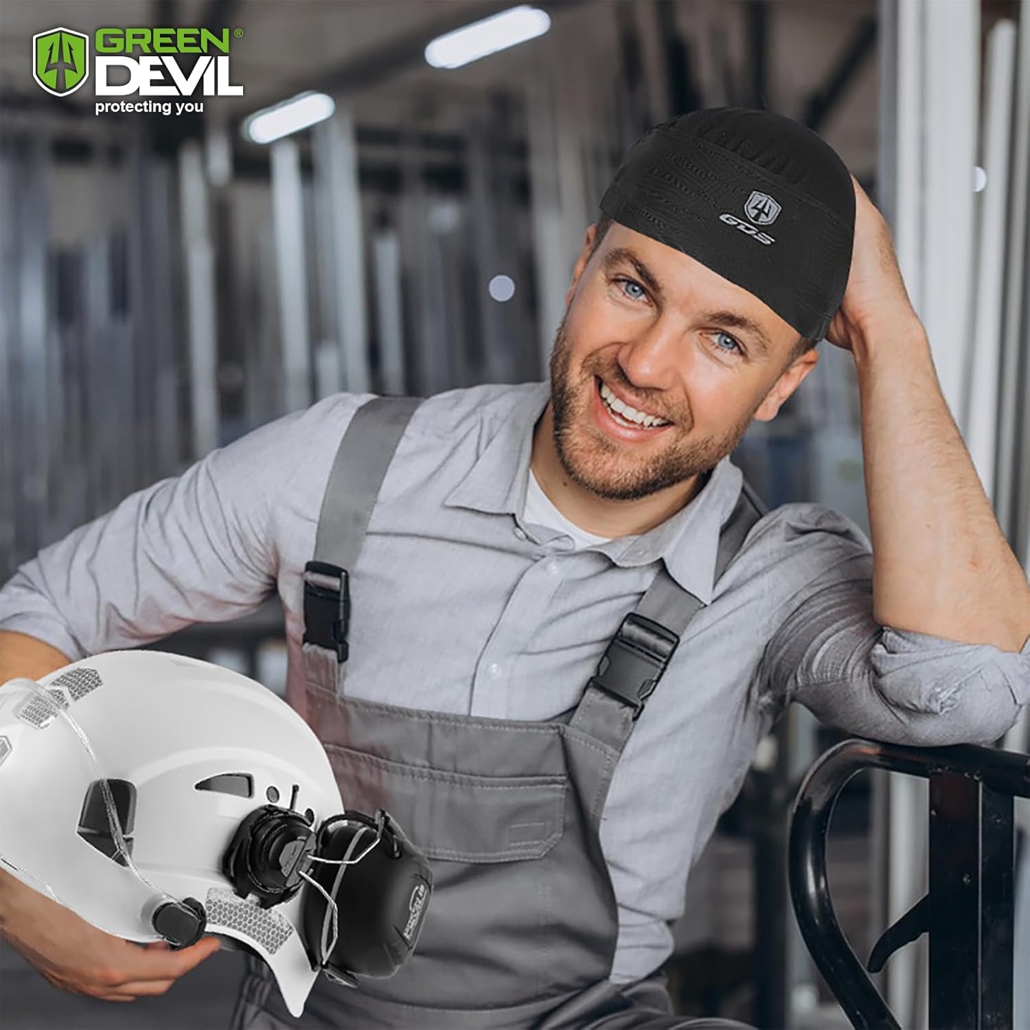 GREEN DEVIL Cooling Skull Cap Helmet Liner for Men Women, Fits Under Helmets Black