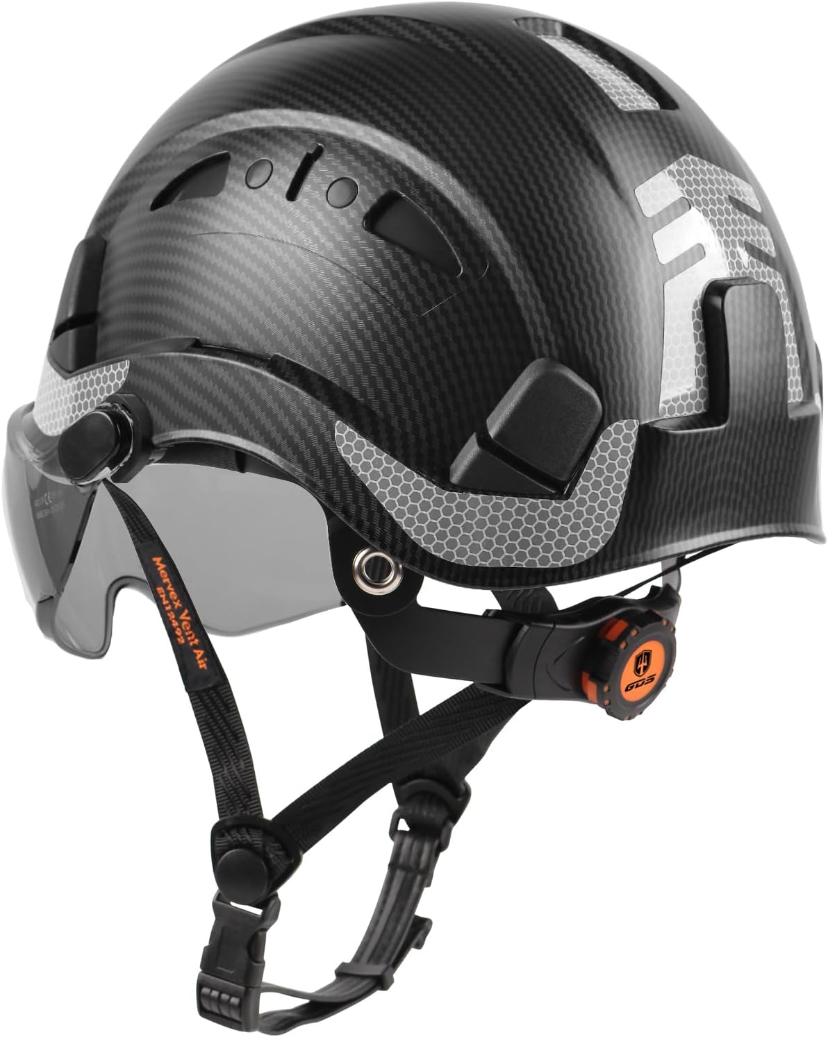 GREEN DEVIL Safety Helmet Hard Hat with visor and Chin Strap Vented Lightweight Adjustable Hardhat for Men Women with Hi-Viz Design Ideal for Tree Climbing Work at Height