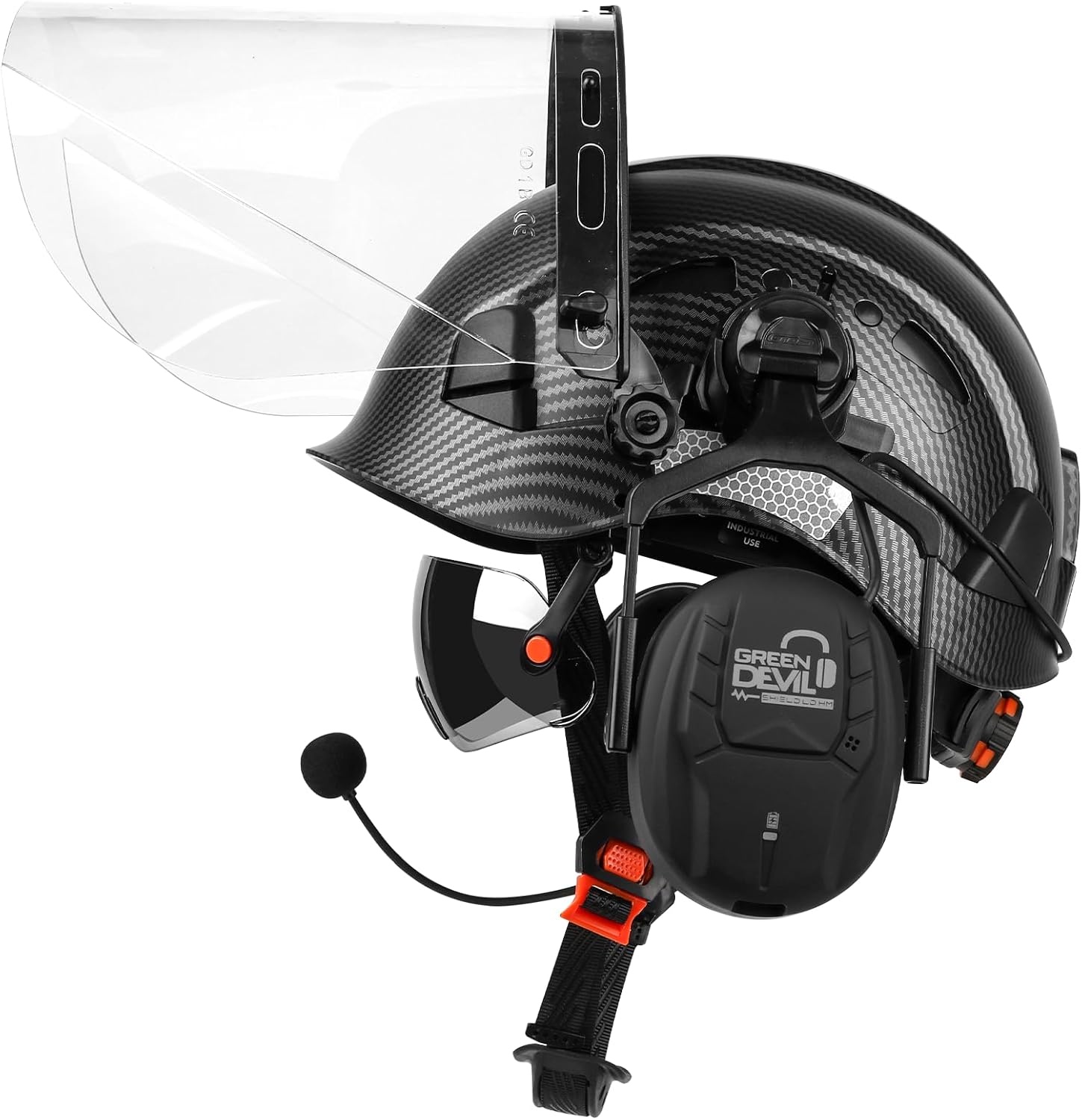 GREEN DEVIL Forestry Chainsaw Safety Helmet with Bluetooth Ear Muffs Arborist Helmet Hard Hat with Built-in Visor Face Shield 5 in 1 System Logging Garden Work Hardhats for Men Women
