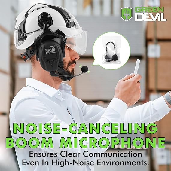 GREEN DEVIL Electronic Bluetooth Hearing Ear Protection Headphones With Boom Microphones 27dB Noise Cancelling Earmuffs
