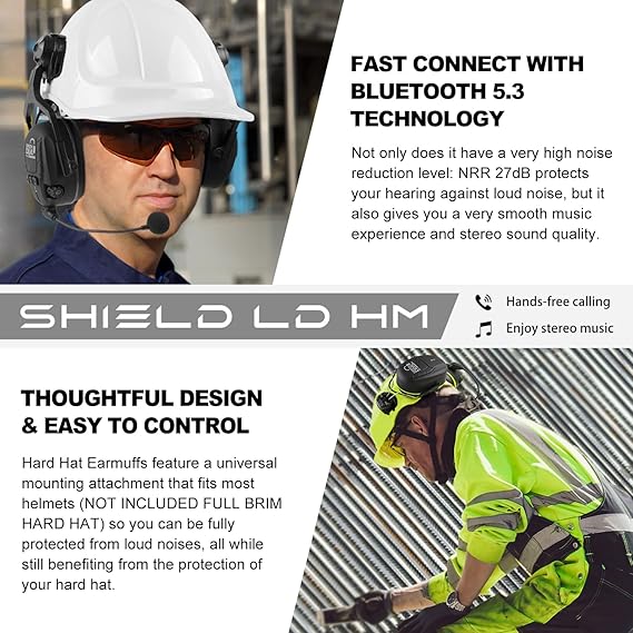 GREEN DEVIL Bluetooth Hearing Protection Ear Muffs For Safety Helmet Hard Hat Mounted Attachment