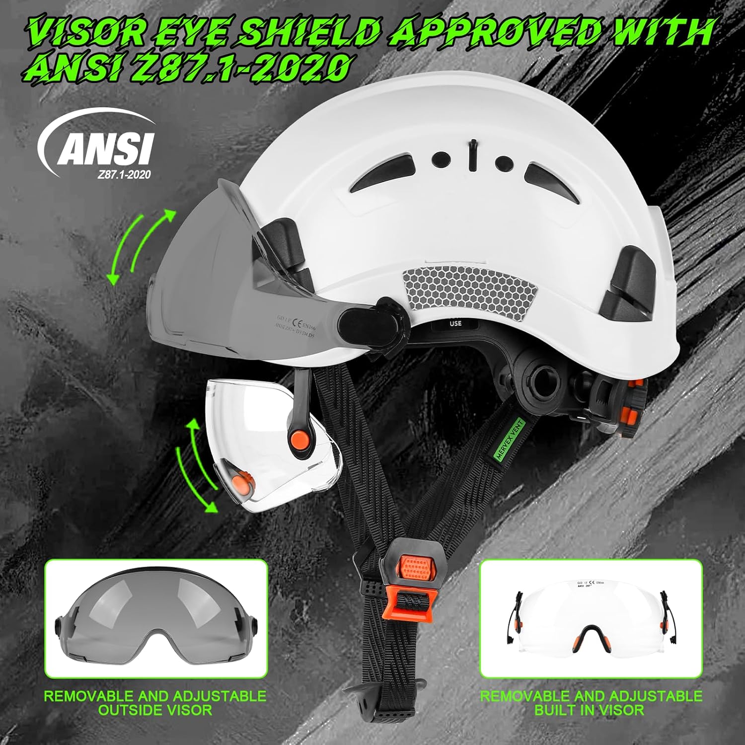 GREEN DEVIL Safety Hard Hat with Tinted & Clear Visor Vented Construction Helmet Cascos de Construccion ABS Work hardhats for Men