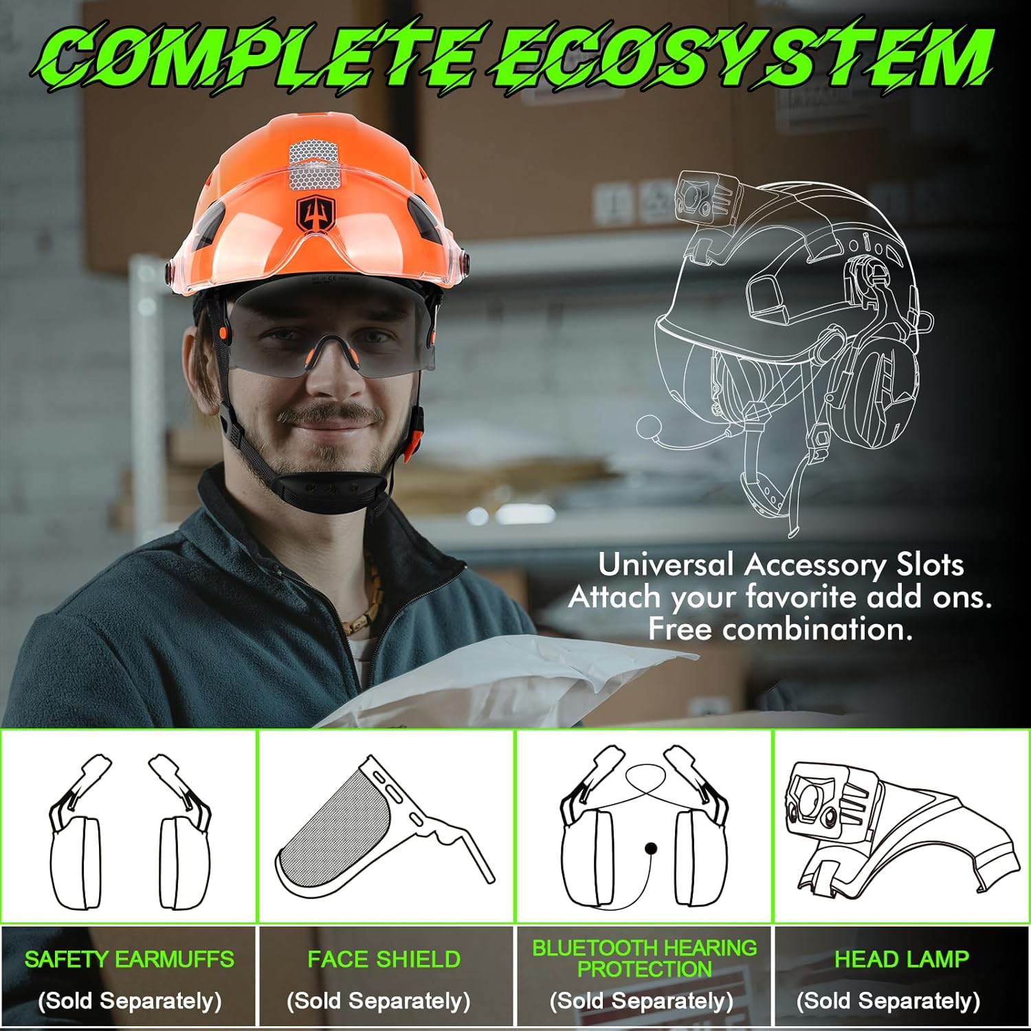 GREEN DEVIL Safety Hard Hat with Tinted & Clear Visor Vented Construction Helmet Cascos de Construccion ABS Work hardhats for Men