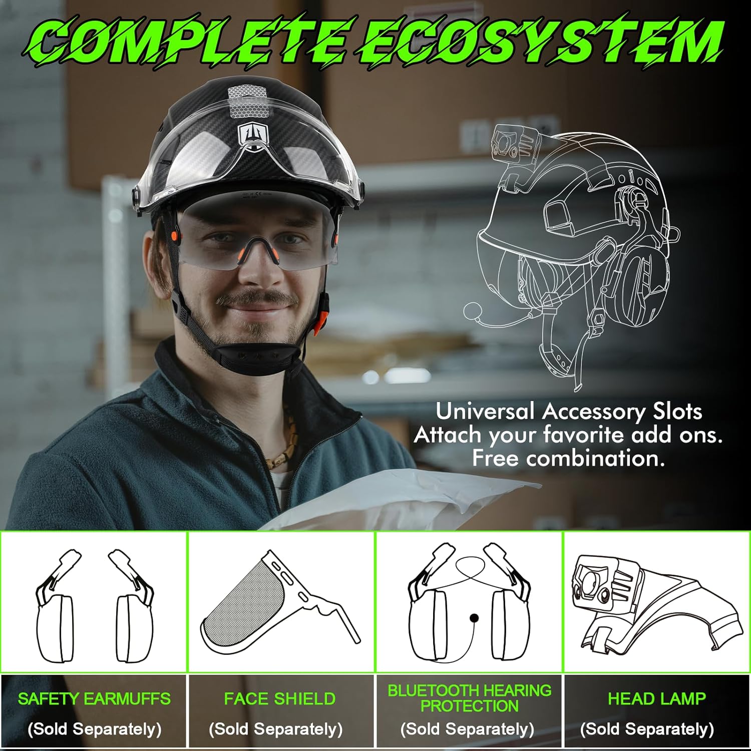 GREEN DEVIL Safety Hard Hat with Tinted & Clear Visor Vented Construction Helmet Cascos de Construccion ABS Work hardhats for Men