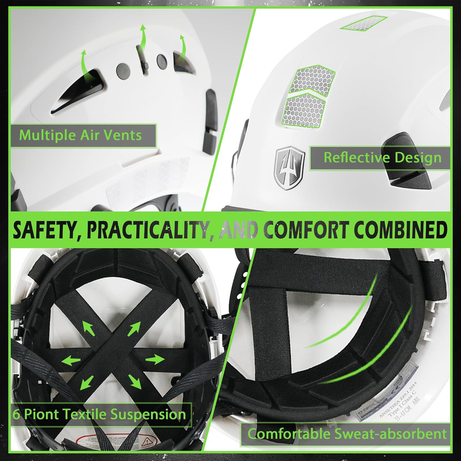 GREEN DEVIL Safety Helmet Hard Hat with Visor and Bluettoth Ear Muffs Vented Work Helmet for Men and Women ANSI Z89.1 Approved Hardhat Ideal for Industrial & Construction