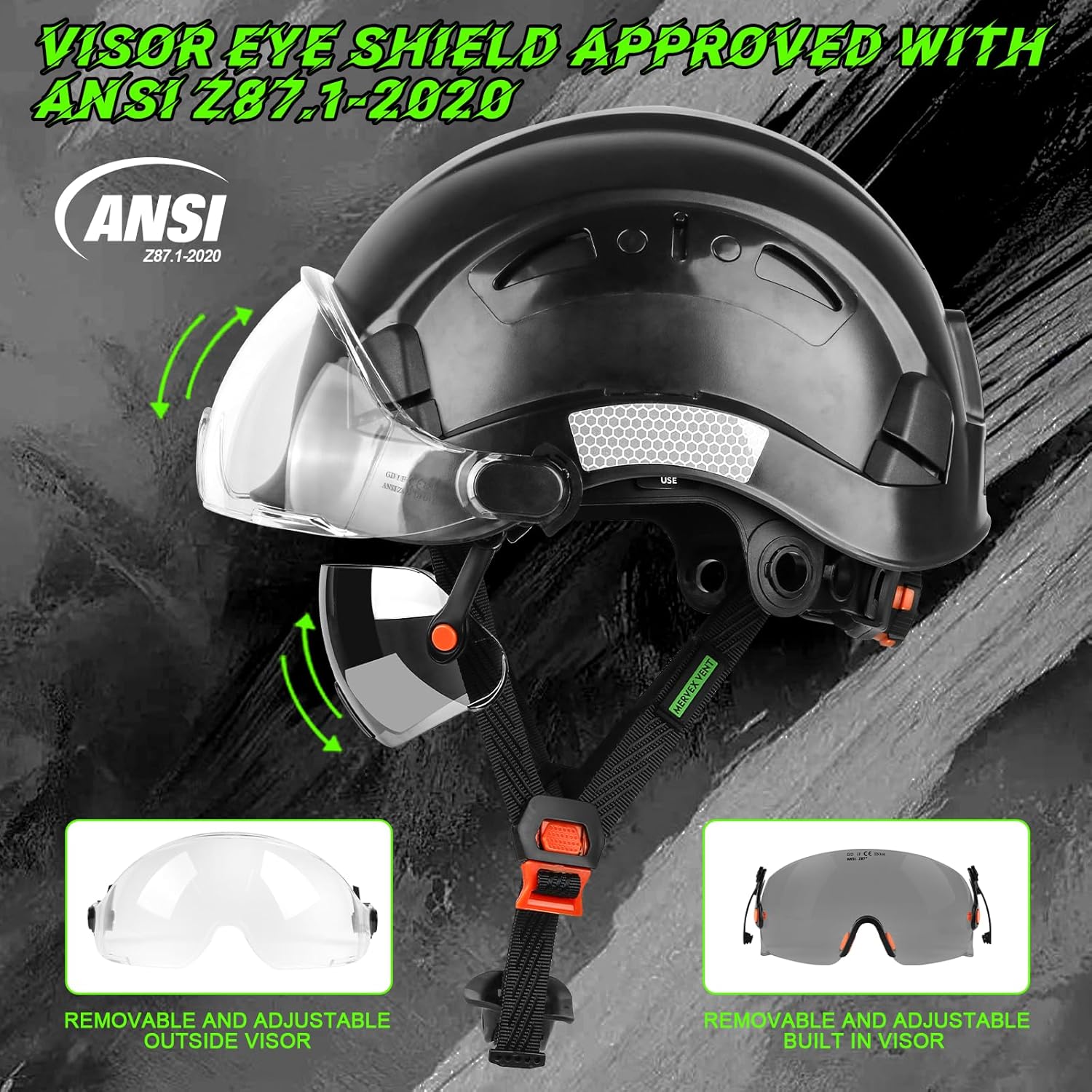 GREEN DEVIL Safety Hard Hat with Tinted & Clear Visor Vented Construction Helmet Cascos de Construccion ABS Work hardhats for Men