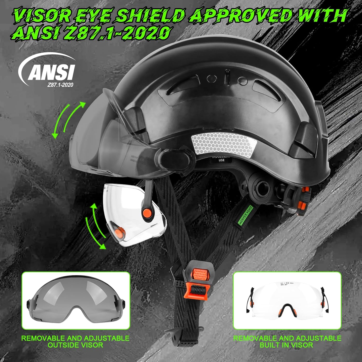 GREEN DEVIL Safety Hard Hat with Tinted & Clear Visor Vented Construction Helmet Cascos de Construccion ABS Work hardhats for Men