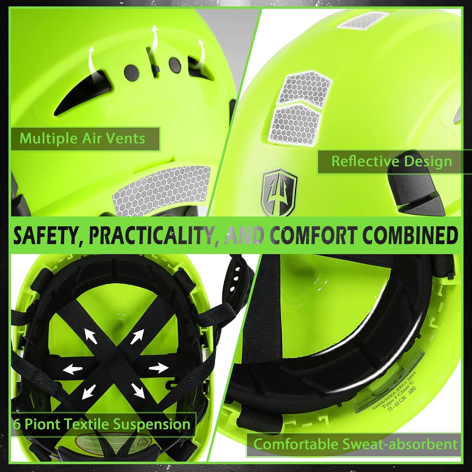 GREEN DEVIL Safety Helmet Hard Hat with Visor and Bluettoth Ear Muffs Vented Work Helmet for Men and Women ANSI Z89.1 Approved Hardhat Ideal for Industrial & Construction