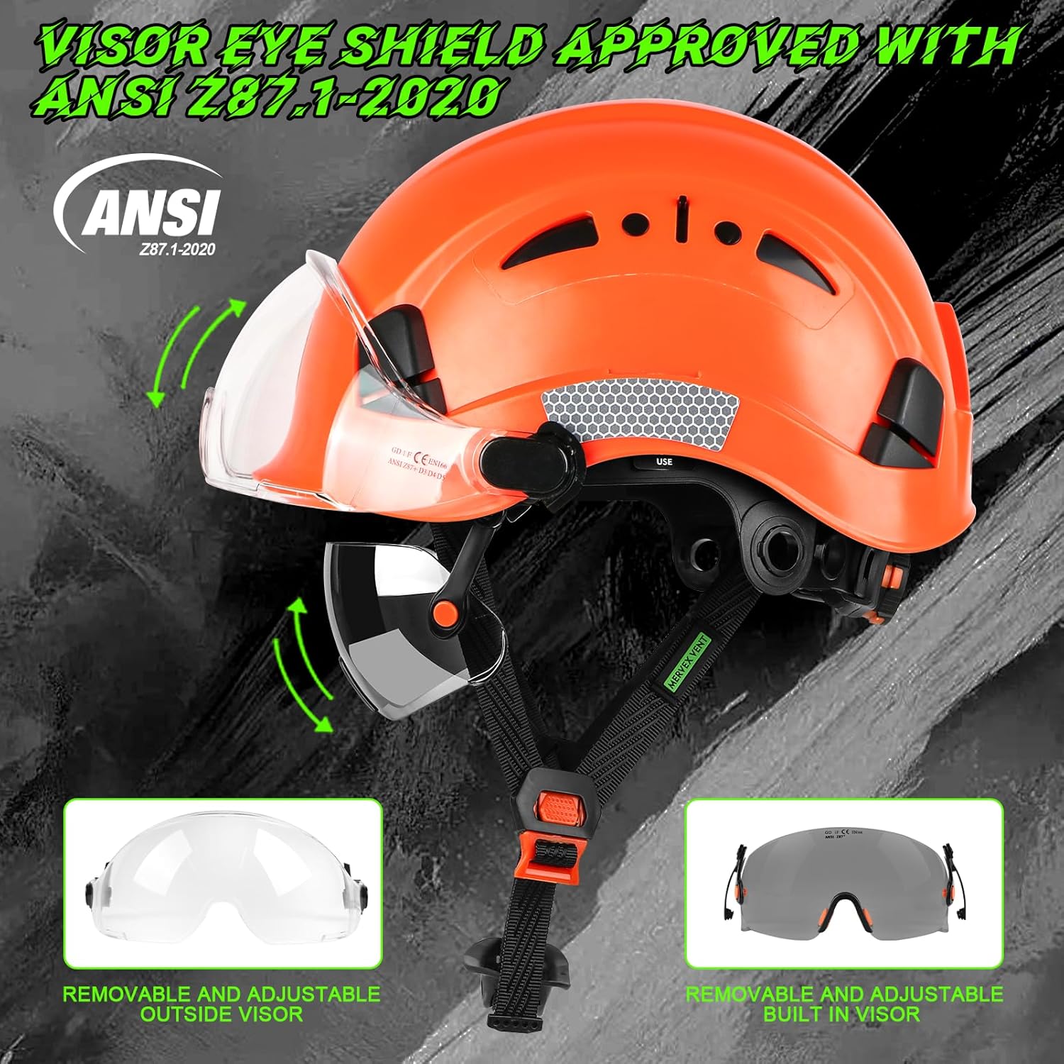 GREEN DEVIL Safety Hard Hat with Tinted & Clear Visor Vented Construction Helmet Cascos de Construccion ABS Work hardhats for Men