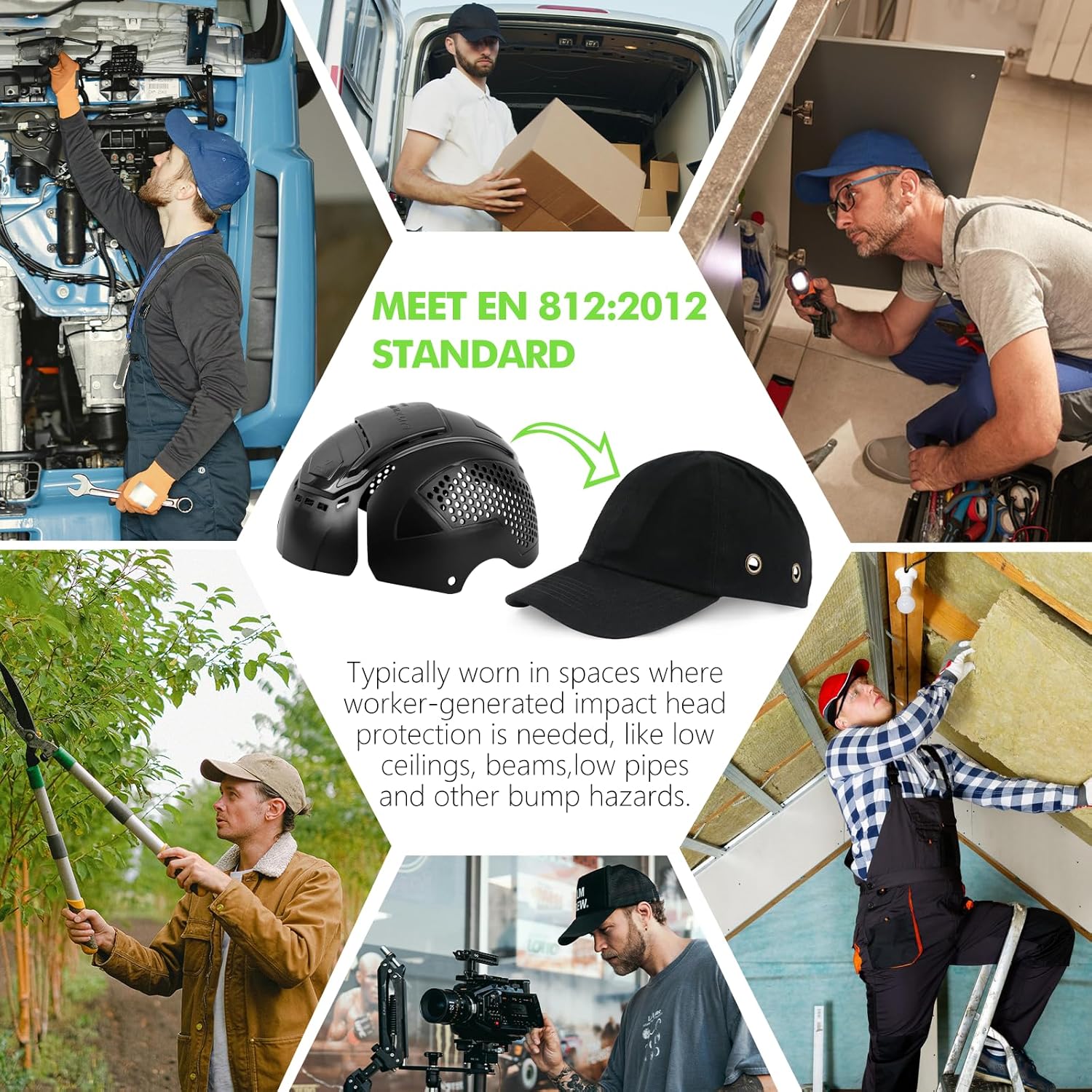 GREEN DEVIL Matrix Lite Series Bump Cap Insert for Baseball Caps EN 812 Universal Safety Bump Hat Insert for Men Women Vented Lightweight