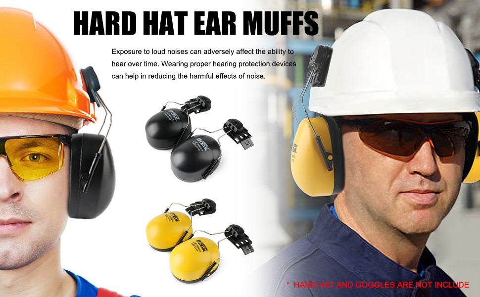 GREEN DEVIL Safety Helmet Mounted Ear Muffs Helmet Attachment Yellow Ear Muff NRR 27dYellow