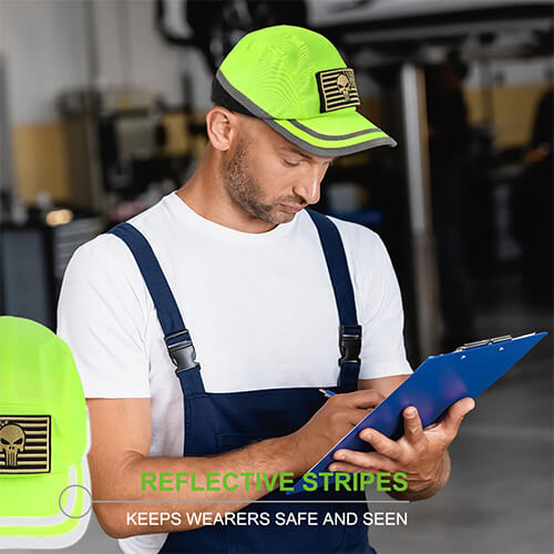 GREEN DEVIL 9292 Series Classic Safety Lime Bump Cap Baseball Hat Style