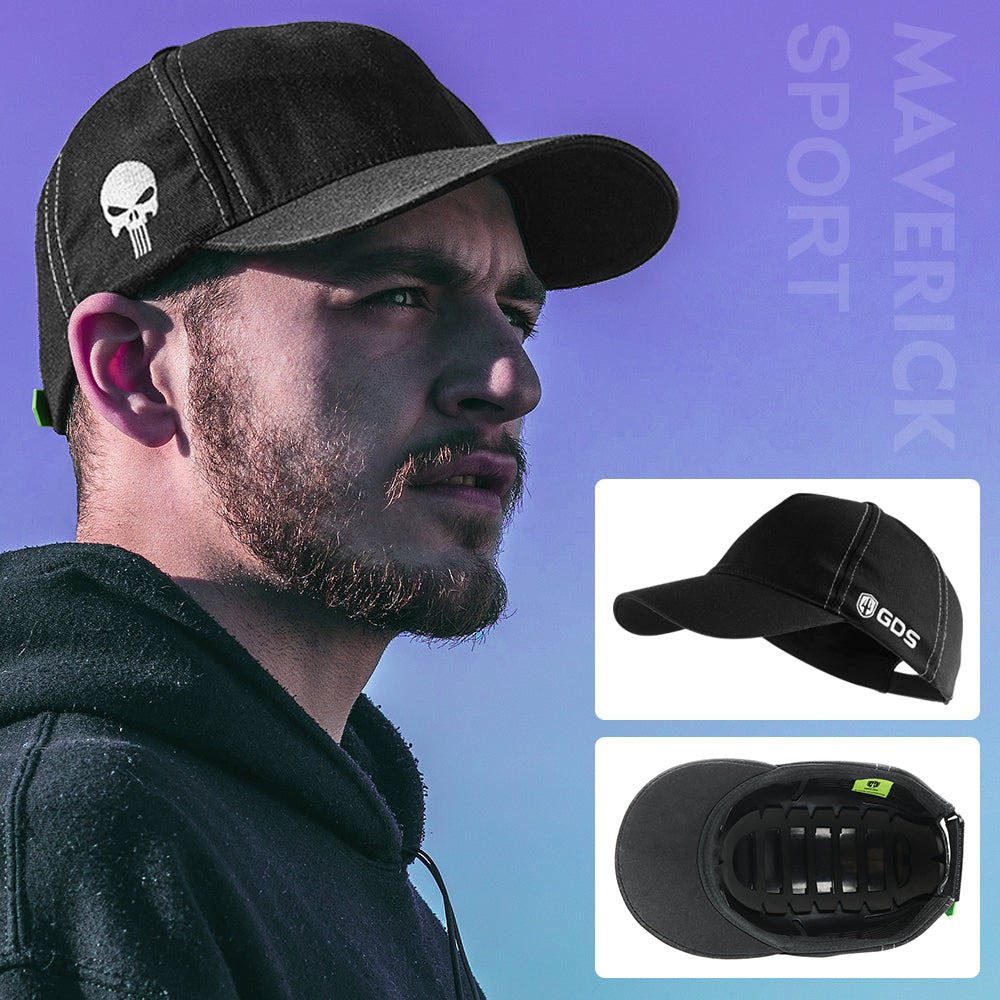GREEN DEVIL Maverick 7 Skull Sport Series Safety Bump Cap Long Brim Baseball Cap Style Black