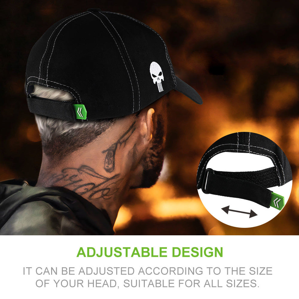 GREEN DEVIL Maverick 7 Skull Sport Series Safety Bump Cap Long Brim Baseball Cap Style Black