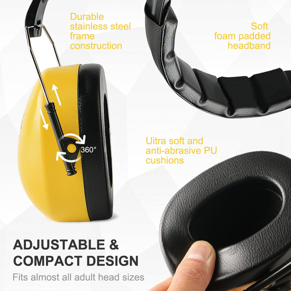 GREEN DEVIL Hearing Protection Noise Canceling Safety Ear Muffs NRR 28dB Safety-Yellow