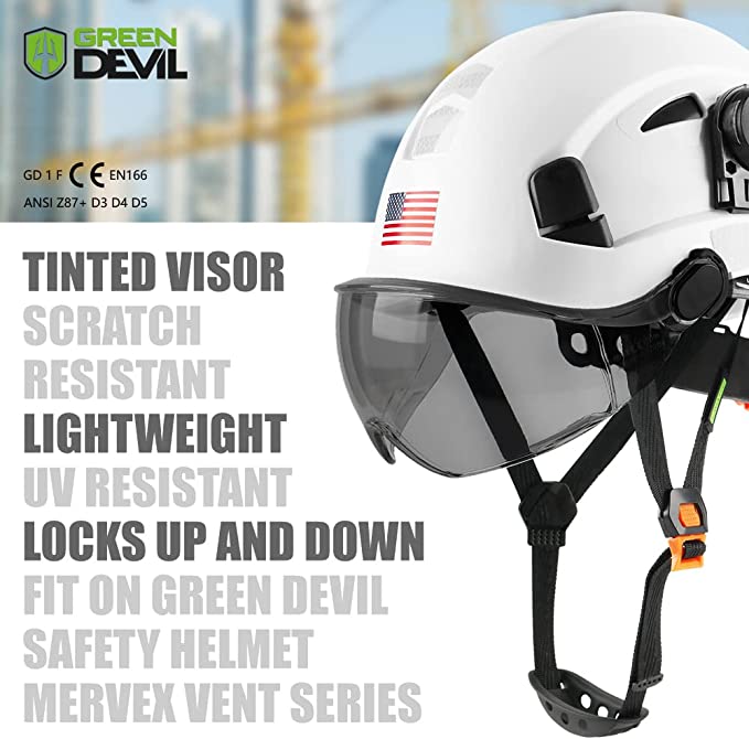 GREEN DEVIL High Quality Hard Hat Tinted Visor Replacement