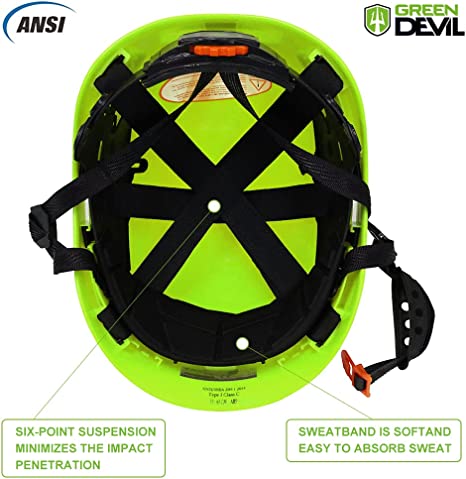 GREEN DEVIL Forestry Safety Helmet Green Color Chainsaw Helmet with Mesh face Shield and Ear Muffs 3 in 1 Protection System
