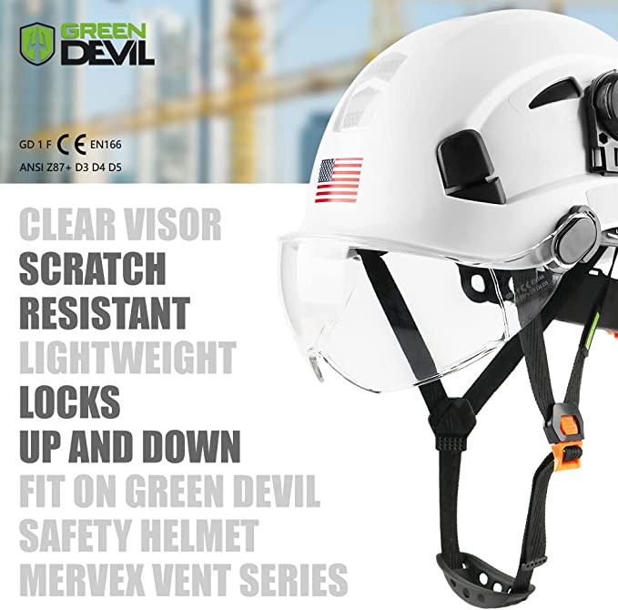 GREEN DEVIL High Quality Hard Hat Clear Visor Replacement