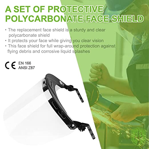 GREEN DEVIL Replacement Polycarbonate Face Shield Protective Full Clear Visor ANSI Z87.1