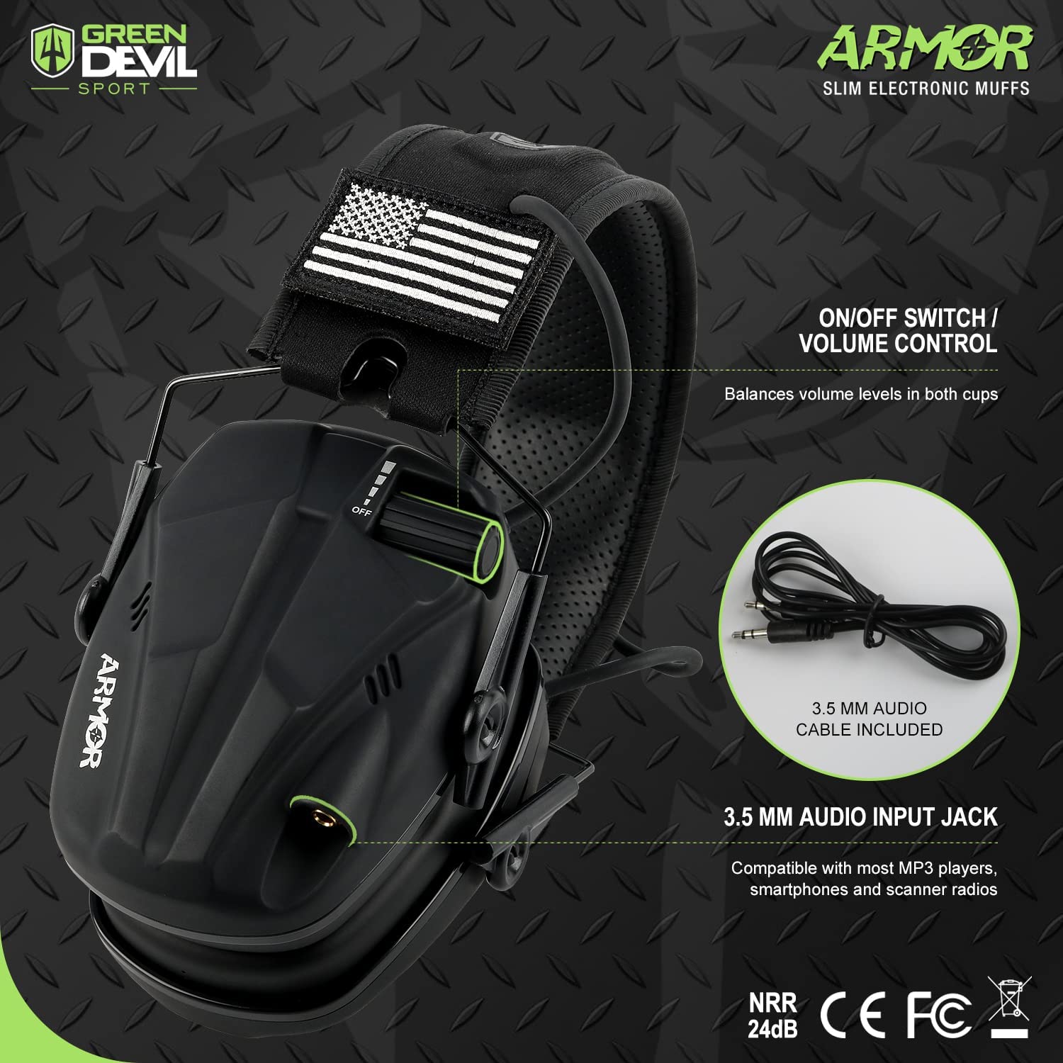 GREEN DEVIL Shooting Ear Protection Electronic Noise Reduction Hearing Protection Earmuffs Headphones For Gun Range Hunting Black