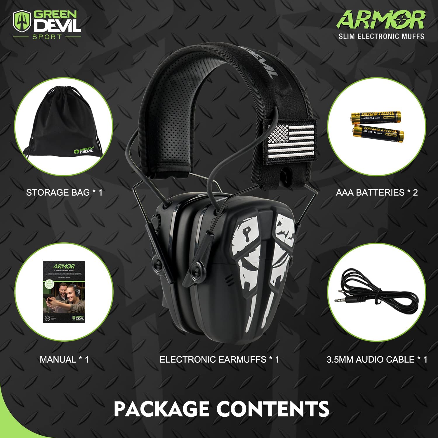 GREEN DEVIL Shooting Ear Protection Electronic Noise Reduction Hearing Protection Earmuffs Headphones For Gun Range Hunting Black