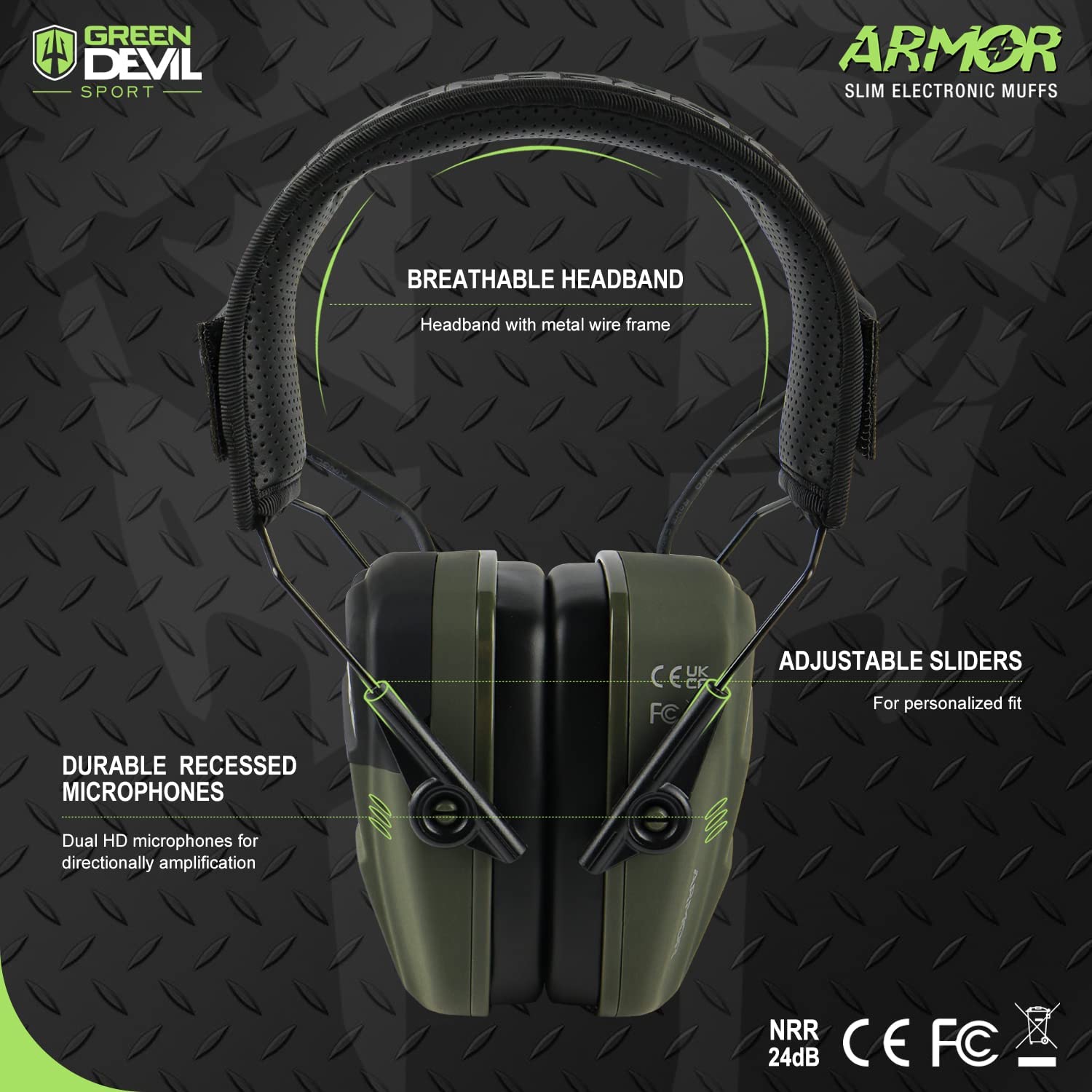 GREEN DEVIL Shooting Ear Protection Electronic Noise Reduction Hearing Protection Earmuffs Headphones For Gun Range Hunting Army Green