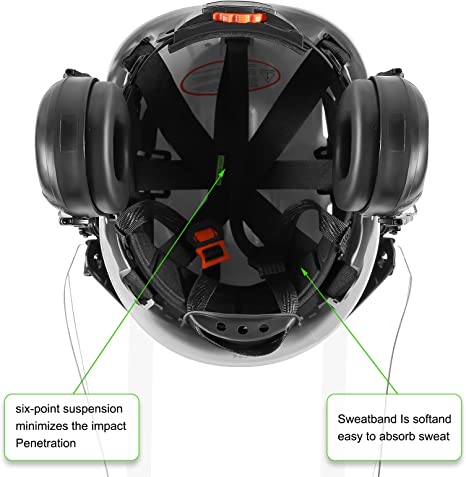 Forestry Safety Helmet Chainsaw Helmet with Polycarbonate Full Clear Visor and Ear Muffs 3 in 1 Forestry Hard Hat