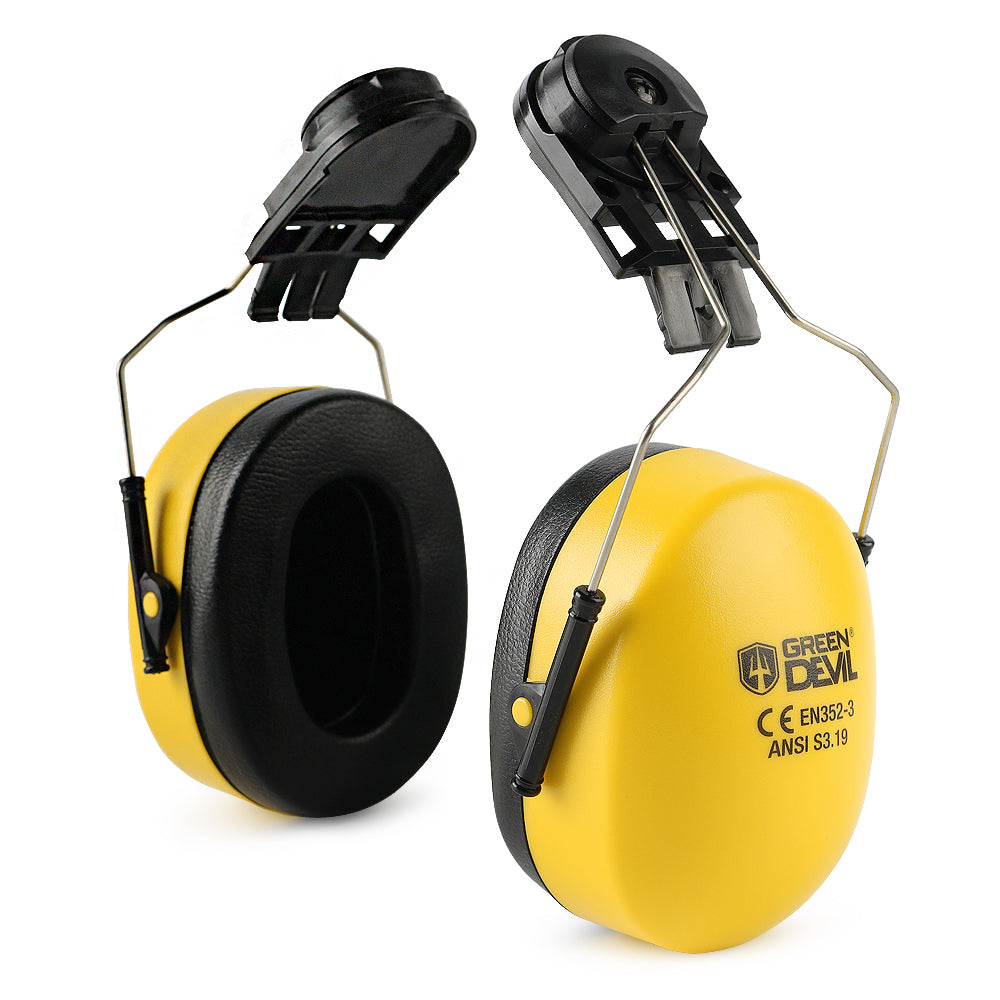 GREEN DEVIL Safety Helmet Mounted Ear Muffs Helmet Attachment Yellow Ear Muff NRR 27dYellow