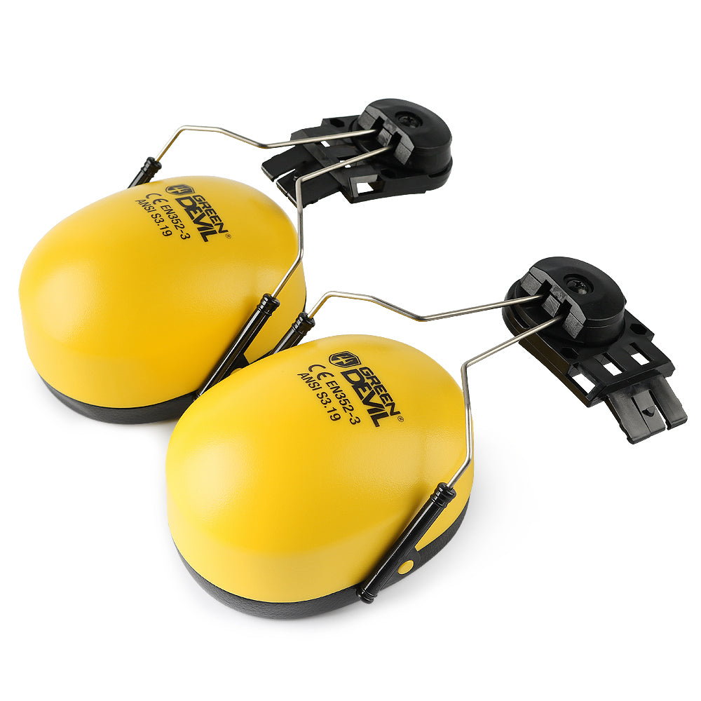 GREEN DEVIL Safety Helmet Mounted Ear Muffs Helmet Attachment Yellow Ear Muff NRR 27dYellow