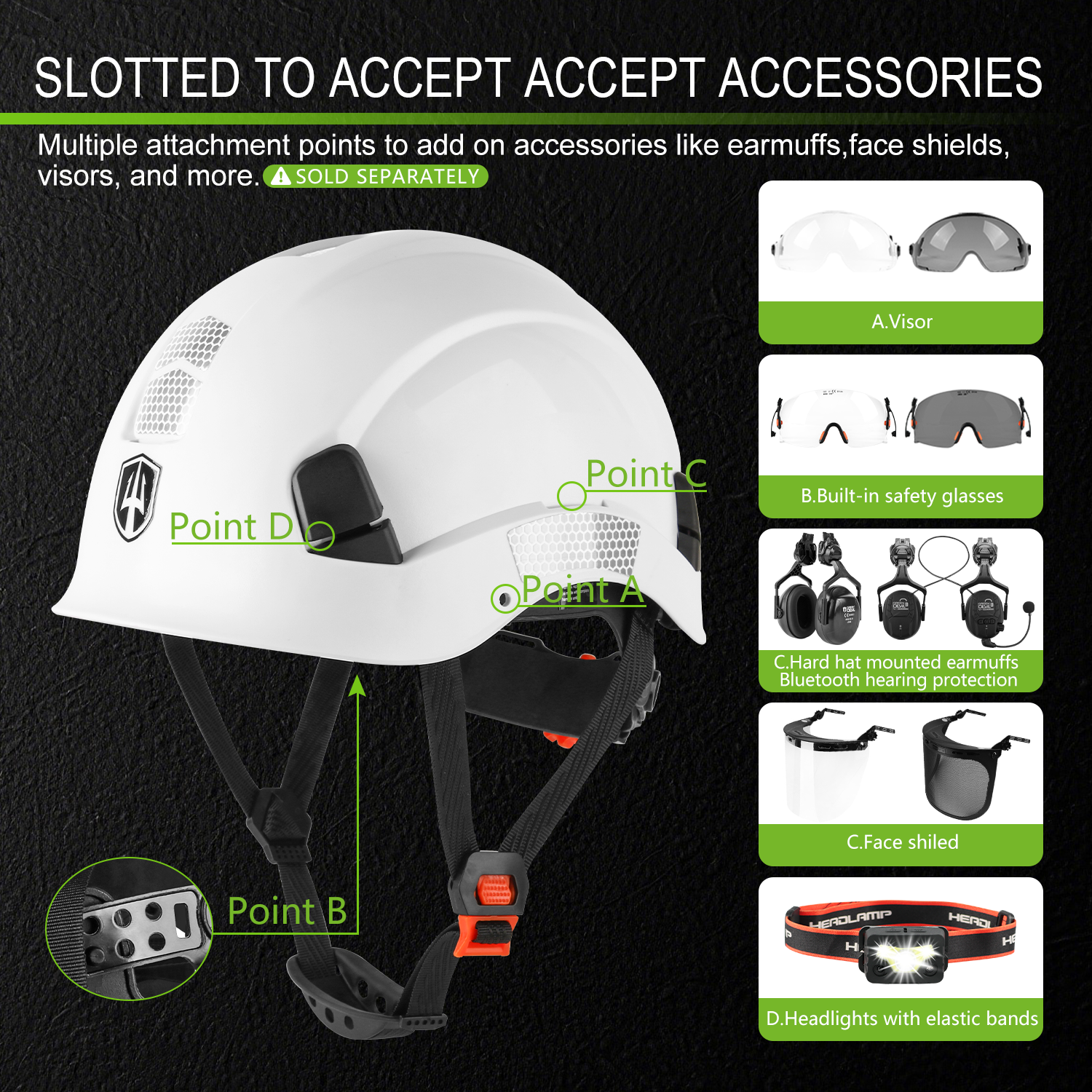 GREEN DEVIL Type 1 Class E Safety Helmet Lightweight Non-Vented Hard Hat for Men Women