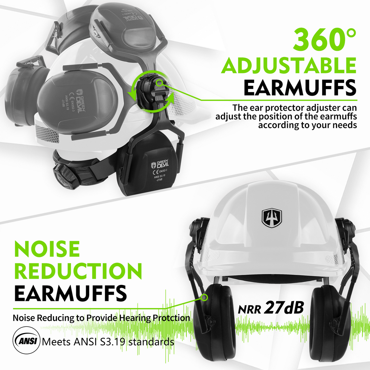 GREEN DEVIL Chainsaw Safety Protective Helmet Forestry Helmet with Build-in Visor Mesh Face Shield Ear Muffs 4 in 1 Ideal for Arborist Tree Work DIY Outdoor Logging Hard hat