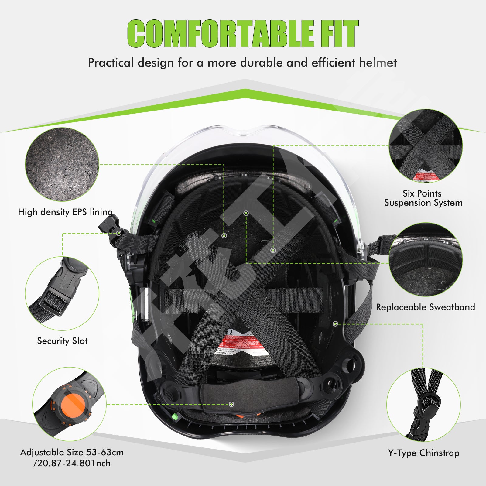 GREEN DEVIL X-Armor Series Hard Hat with Visor and Bluetooth Ear Muffs Vented ABS Work Hardhat for Men Women Cascos De Construccion Safety Helmet Ideal for Industrial & Construction