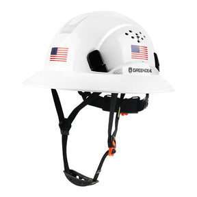 Full Brim Hard Hat Vented Construction Orange Safety Helmet OSHA Approved Cascos De Construccion Work Hardhats with Cooling Towel for Men&Women 6 Point Adjustable Ratchet Suspension