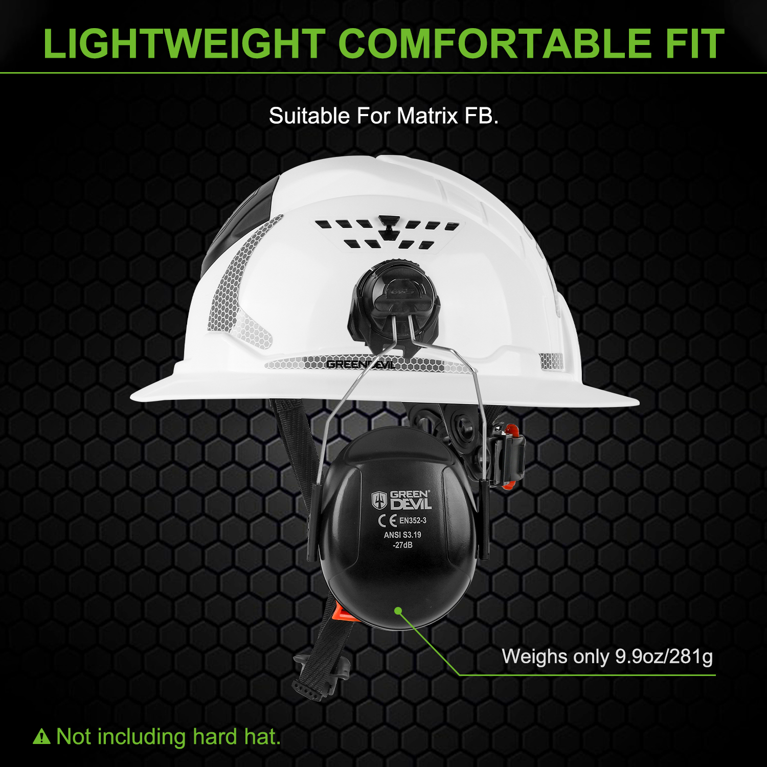 GREEN DEVIL Ear Muffs For Matrix FB Series Full Brim Hard Hat