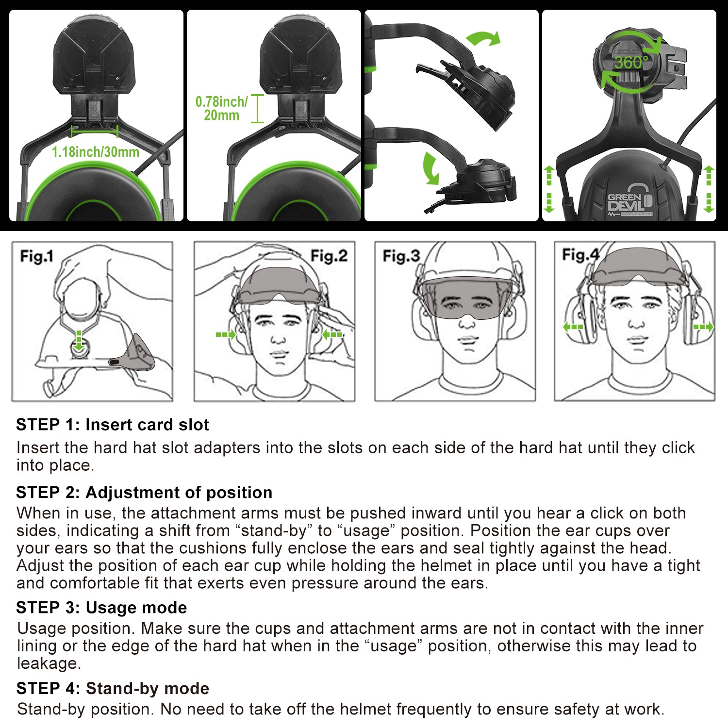 GREEN DEVIL X-Armor Series Hard Hat with Visor and Bluetooth Ear Muffs Vented ABS Work Hardhat for Men Women Cascos De Construccion Safety Helmet Ideal for Industrial & Construction