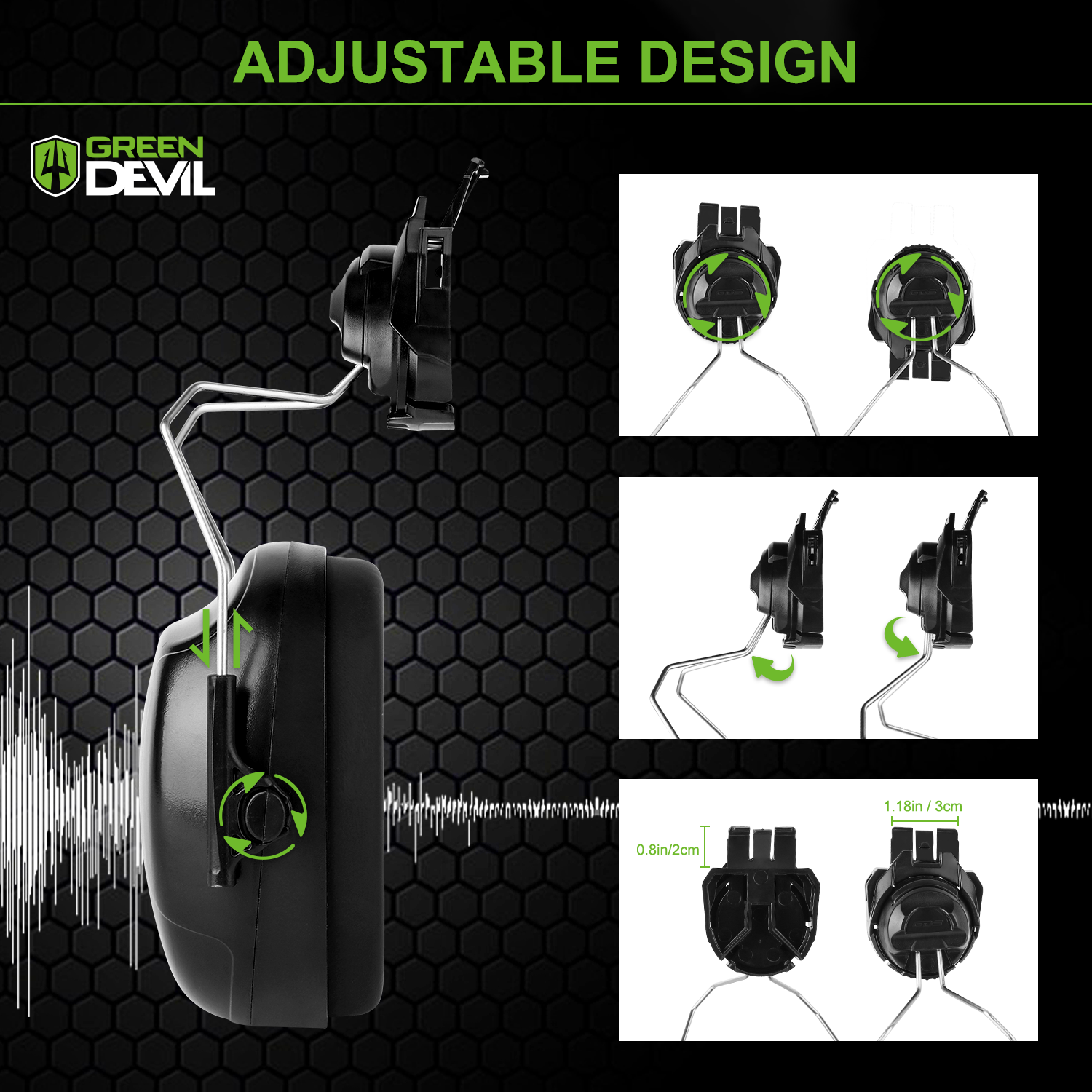 GREEN DEVIL Ear Muffs For Matrix FB Series Full Brim Hard Hat