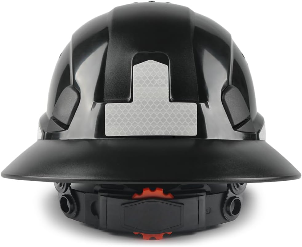 GREEN DEVIL Full Brim Hard Hat Vented Construction Safety Helmet OSHA Approved Cascos De Construccion ABS Work Hardhat for Men&Women 6 Point Adjustable Ratchet Suspension Custom Pattern Design